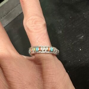 Silver Multicolor Inlay Ring